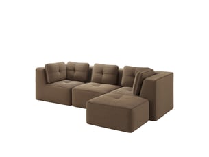 Canapé d'angle en l sans cadre, canapé d'angle modulaire 3 places, cord, assise profonde, sans montage, marron