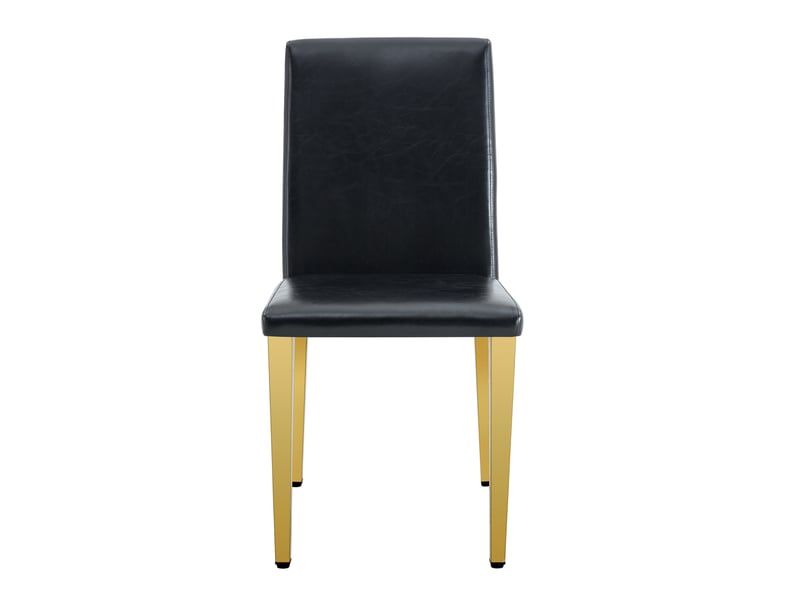 Lot de 6 chaises de salle à manger noires et dorées en cuir régénéré, style chic précieux et confort rembourré - Conforama A