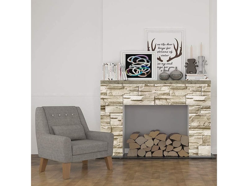  Papier peint auto-adhésif effet brique et pierre – pvc décoratif amovible 0,45x6 m, pour salon, cuisine et chambre  - Conforama C