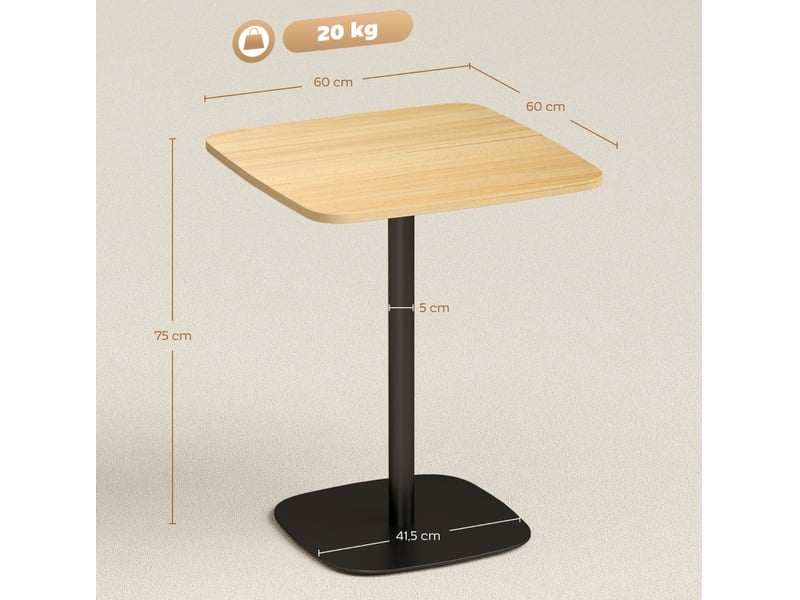 Table de salle à manger carrée 60 cm en mdf bois clair et noir, pour 2 personnes, idéale pour petits espaces - Conforama C