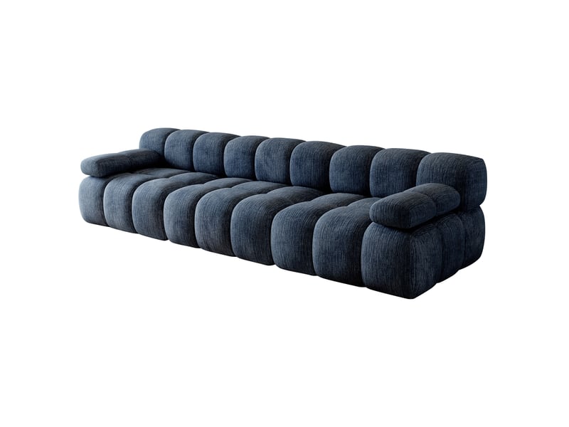 Canapé 3 places en tissu chenille bleu 300x100x68 cm - Conforama D