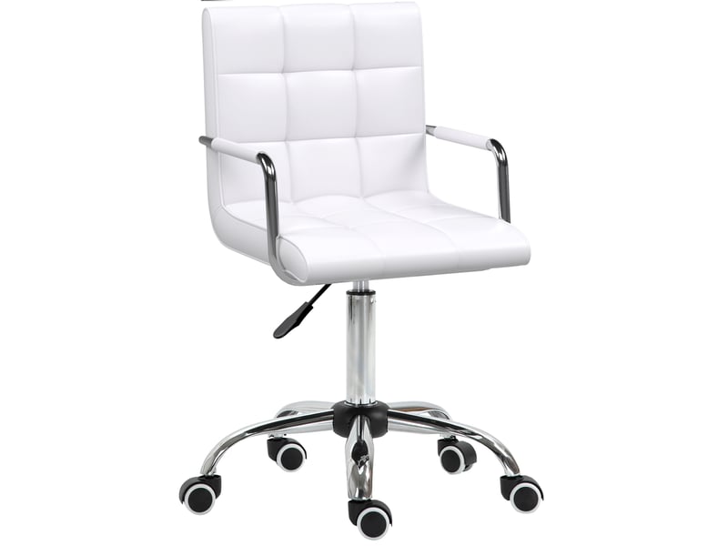  Fauteuil de bureau ergonomique réglable en hauteur blanc, avec accoudoirs et roulettes, pour le télétravail  - Conforama A