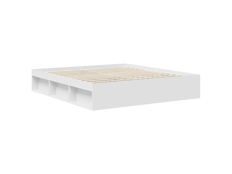 Lit double- lit adulte - cadre de lit blanc 200 x 200 cm bois de pin massif - Conforama D