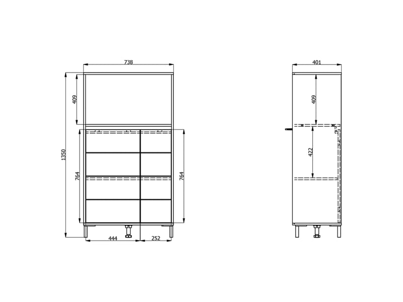  Buffet cosoleto, armoire 2 étagères, 74x40x135h cm chêne nœuds marron Cosoleto - Conforama D