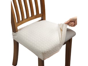 Lot de 6 housse de chaise extensibles en jacquard pour salle à manger, amovibles et lavables avec les de dossier, 20 x 20 cm, beige