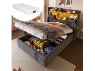Lit coffre 90x200 cm OKWISH coloris gris
