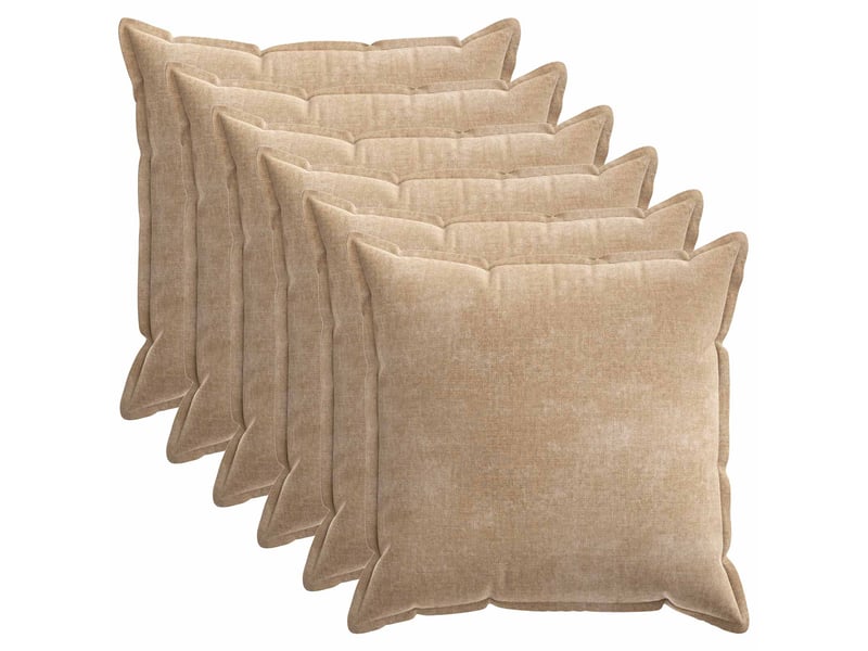 Lot de 6 housses de coussin houten taupe 70 x 70 cm tissu chenille cf49867 - Conforama A