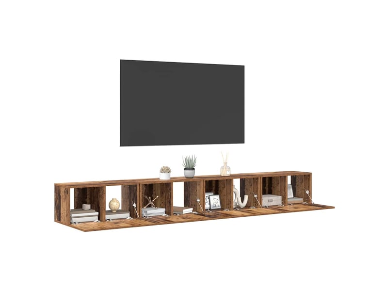  Ensemble meuble tv - banc tv - meuble de rangement 4 pcs bois ancien bois d'ingénierie  - Conforama C