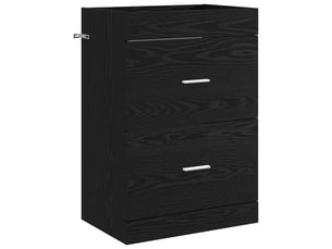 Meuble sous lavabo de salle de bain, commode chêne noir shl319