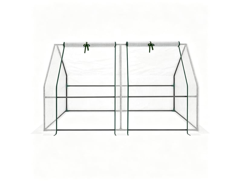  Mini serre de jardin 180 x 90 x 90 cm – blanche – 2 fenêtres enroulables pour protéger vos plantes  - Conforama A