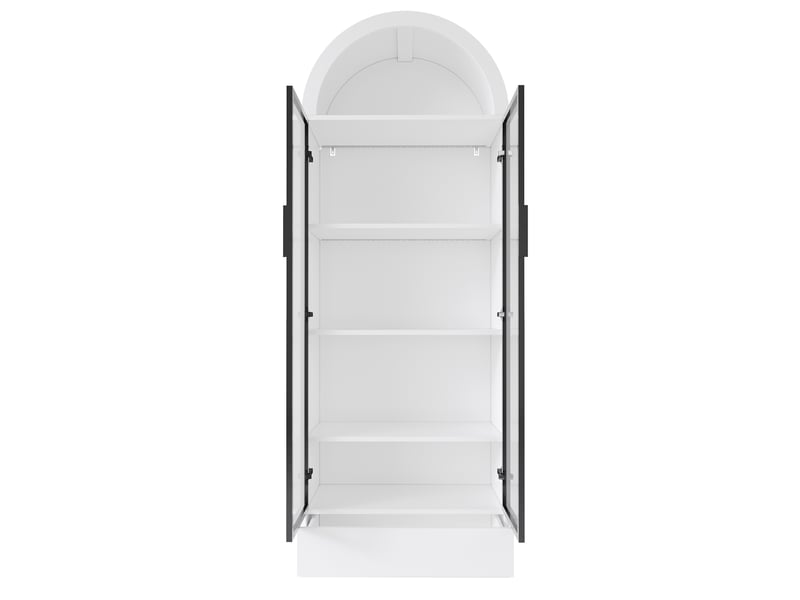  Vitrine led avec portes vitrées et tiroir, 70 x 38 x 190 cm, mdf et verre, blanche  - Conforama R