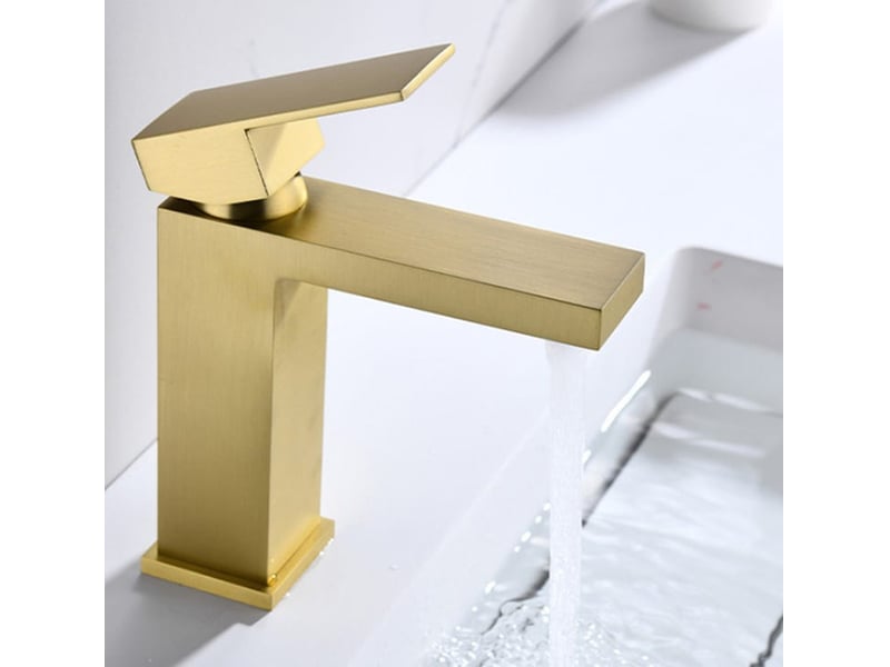  Robinet de lavabo de salle de bain, design moderne et créatif, robinet aérateur monotrou, en laiton, avec flexible  - Conforama B