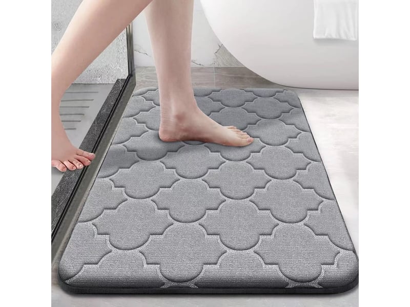  Tapis de bain antiderapant,tapis salle de bain en mousse à mémoire douce, absorbant,lavable en machine - 40 x 60 cm, gris  - Conforama A