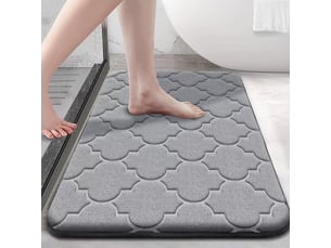Tapis de bain antiderapant,tapis salle de bain en mousse à mémoire douce, absorbant,lavable en machine - 40 x 60 cm, gris