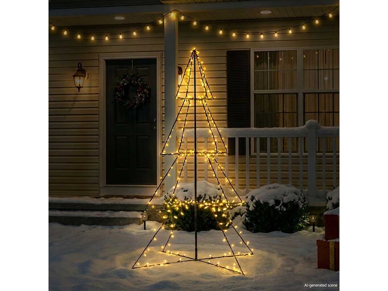  Arbre de noël, sapin de noël cône 240 led d'intérieur-d'extérieur 115x150 cm  - Conforama C