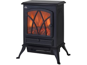 Poêle électrique 45 x 28,5 x 54 cm noir en métal, chauffage 1000w et 2000w avec flamme réglable