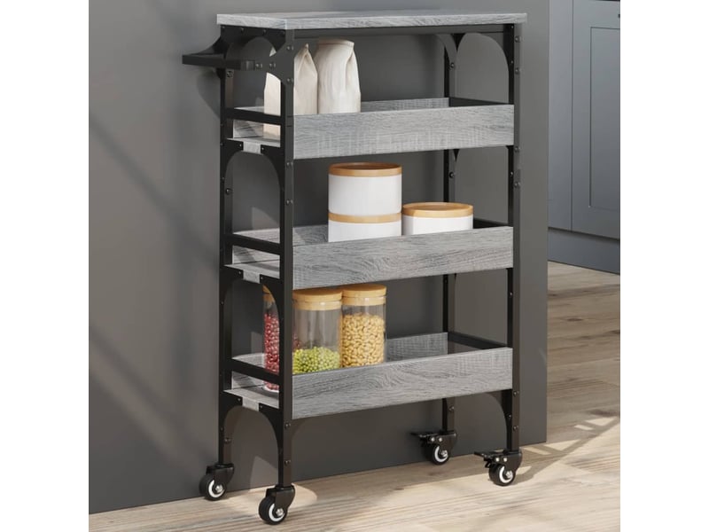  Chariot de cuisine, chariot de rangement sonoma gris 53x20x76 cm bois d'ingénierie  - Conforama B