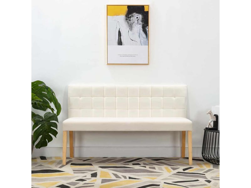  Banc d'entrée, banc d'intérieur 140 cm crème velours  - Conforama B
