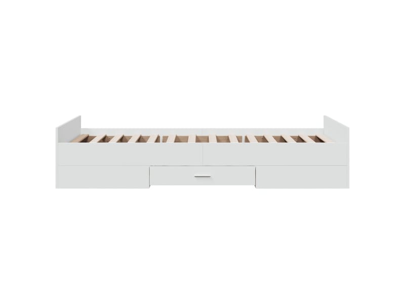  Lit simple- lit adulte -  cadre de lit avec tiroirs sans matelas blanc 100x200 cm  - Conforama D