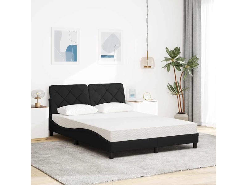  Lit avec matelas noir 140x190 cm tissu  - Conforama C