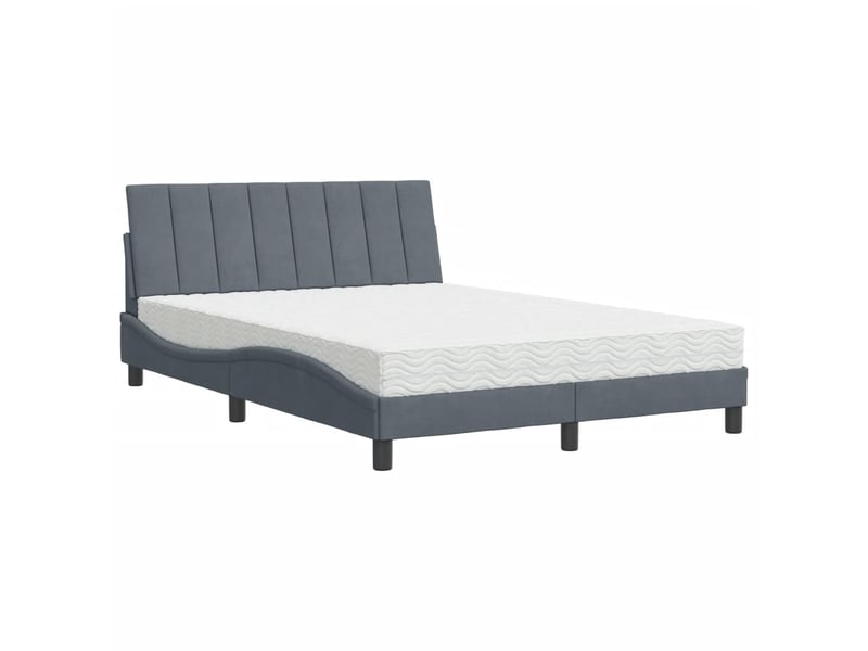 Lit avec matelas hanko gris foncé 120x200 cm velours - Conforama B