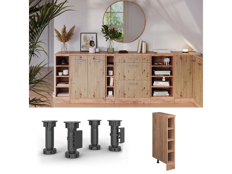  Vicco meuble sous pente, chêne doréchêne doré, 15x46cm sans pente, ouvert  - Conforama D