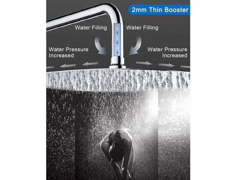  Shower head round stainless steel shower head with water saving effect, 304 stainless steel 360° rotating, easy to install and clean, 25 cm  - Conforama D