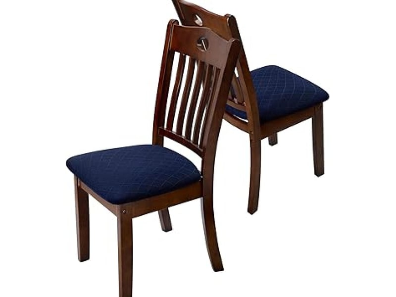  Housse de chaise - bleu foncé, 1 housse de chaise élastique en jacquard gaufré, adaptée aux restaurants, bureaux, hôtels, mariages et autres lieux XLH-ZLS-009268ZLS - Conforama E