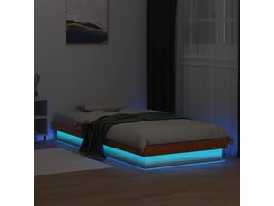 Lit adulte, lit simple, cadre de lit à led sans matelas 100x200cm bois massif cf67