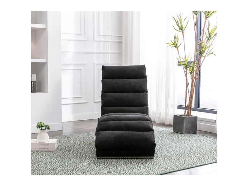 Chaise longue relax fixe vibrante en tissu effet lin avec poche latérale, noir, 55 x 148 x 84 cm Fay Lum - Conforama D