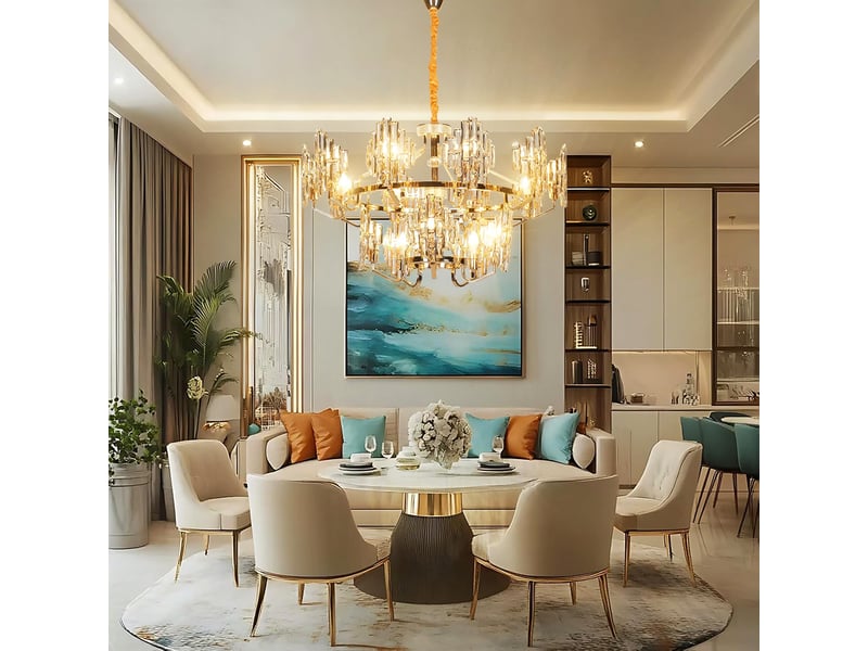  Lustre en cristal à losanges c – éclairage 3 couleurs ASLED-677 - Conforama D