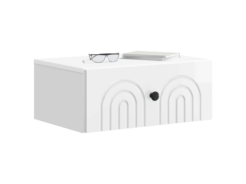  Table de chevet mural 2 pièces blanc brillant 49 x 34,5 x 20 cm  - Conforama A