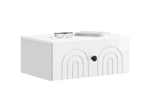 Table de chevet mural 2 pièces blanc brillant 49 x 34,5 x 20 cm