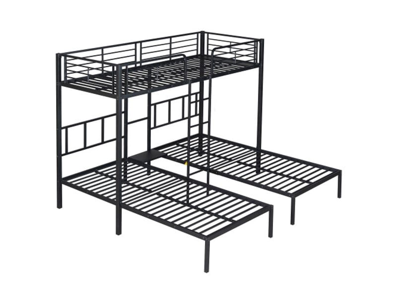  Lit superpose avec rangement lit superpose avec rangement en fer pour enfants et adolescents avec échelle, barrières anti‑chute et table intégrée,noir  - Conforama D