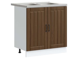 Meuble sous évier 2 pcs chêne brun bois d'ingénierie