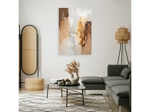 Toile imprimée, abstraction beige et marron 70x100