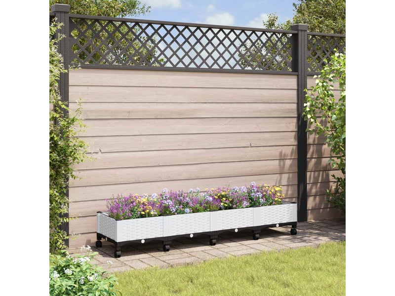  Jardinière - bac à fleurs avec roues blanc 160 x 40 x 33 cm pp  - Conforama B