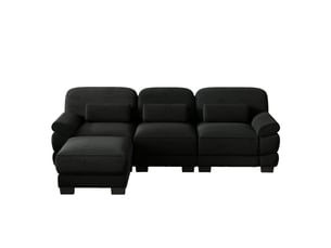 Canapé d’angle modulable,265x161x94 cm,3 places avec pouf,velours côtelé,noir