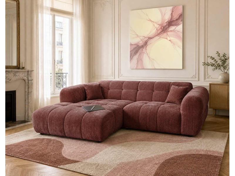  Mini ray - canapé d'angle gauche 4 places en tissu texturé - best mobilier - cherry MINI RAY - Conforama B