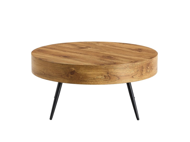 Table basse ronde 70x70x35,5 cm en mdf et métal, bois et noir - Conforama A