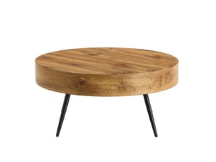 Table basse ronde 70x70x35,5 cm en mdf et métal, bois et noir