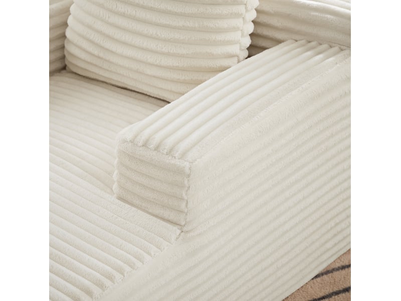 Canapé 1 place en velours côtelé beige, style moderne sans montage, format chaise longue pour petits espaces - Conforama D