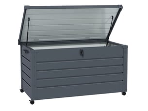 Coffre de rangement extérieur 120 x 62 x 66 cm – gris foncé – 311 l, roulettes et couvercle verrouillable