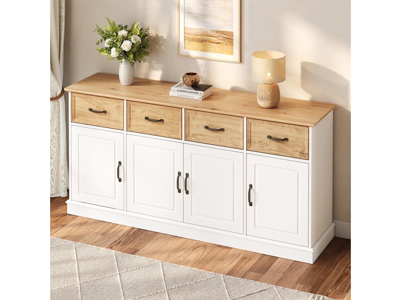  Buffet 4 portes et 4 tiroirs blanc 160 × 40 × 78 cm IKSETERA TRADING LTD - Conforama E