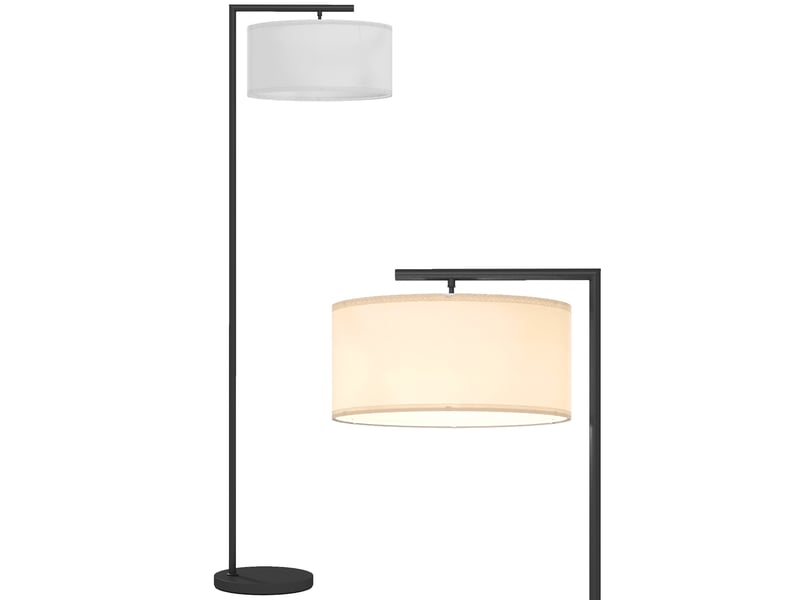  Lampadaire lampe à pied abat-jour en tissu de lin base ronde stable 47 x 37 x 153 cm noir et blanc  - Conforama B