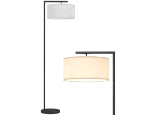 Lampadaire lampe à pied abat-jour en tissu de lin base ronde stable 47 x 37 x 153 cm noir et blanc