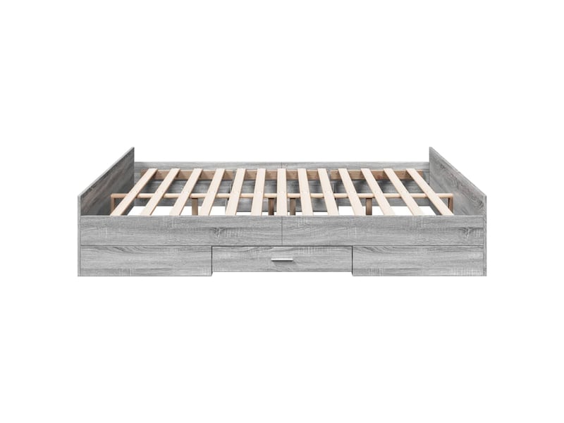  Lit double- lit adulte -  cadre de lit avec tiroirs sans matelas sonoma gris 200x200 cm  - Conforama D