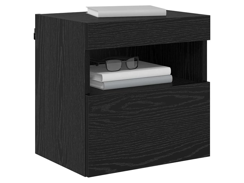  Lot de 2 meuble tv mural, meuble tv suspendu chêne noir bois d'ingénierie shl79894  - Conforama C