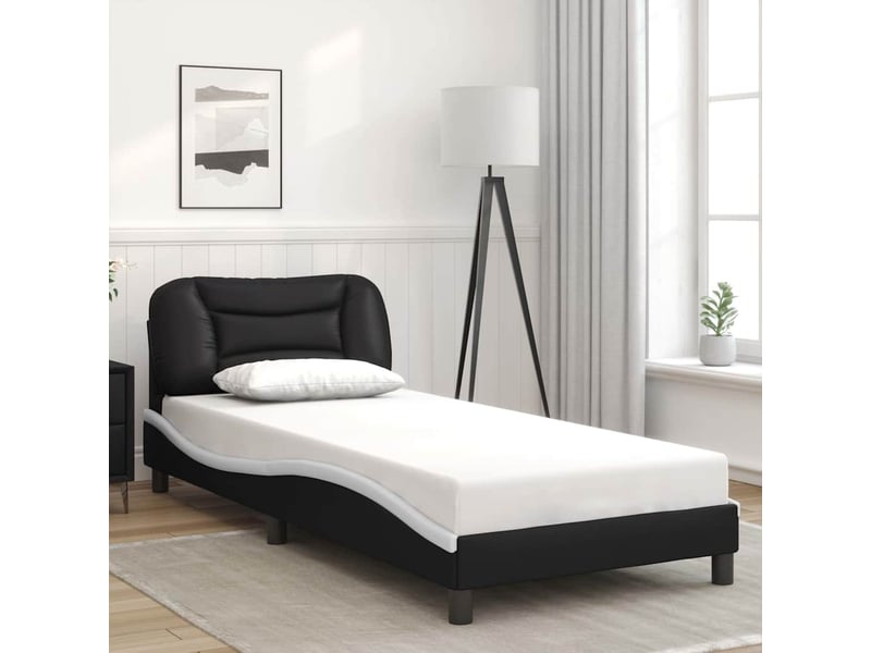  Lit simple- lit adulte -  cadre de lit avec led sans matelas hvar noir et blanc 80x200 cm  - Conforama C