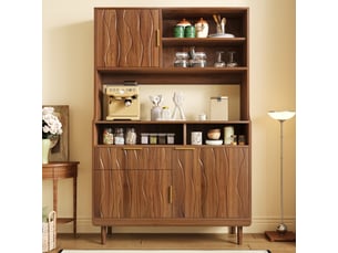 Buffet haut,100x32x170 cm,tiroir et portes,mdf et panneaux de particules,noyer